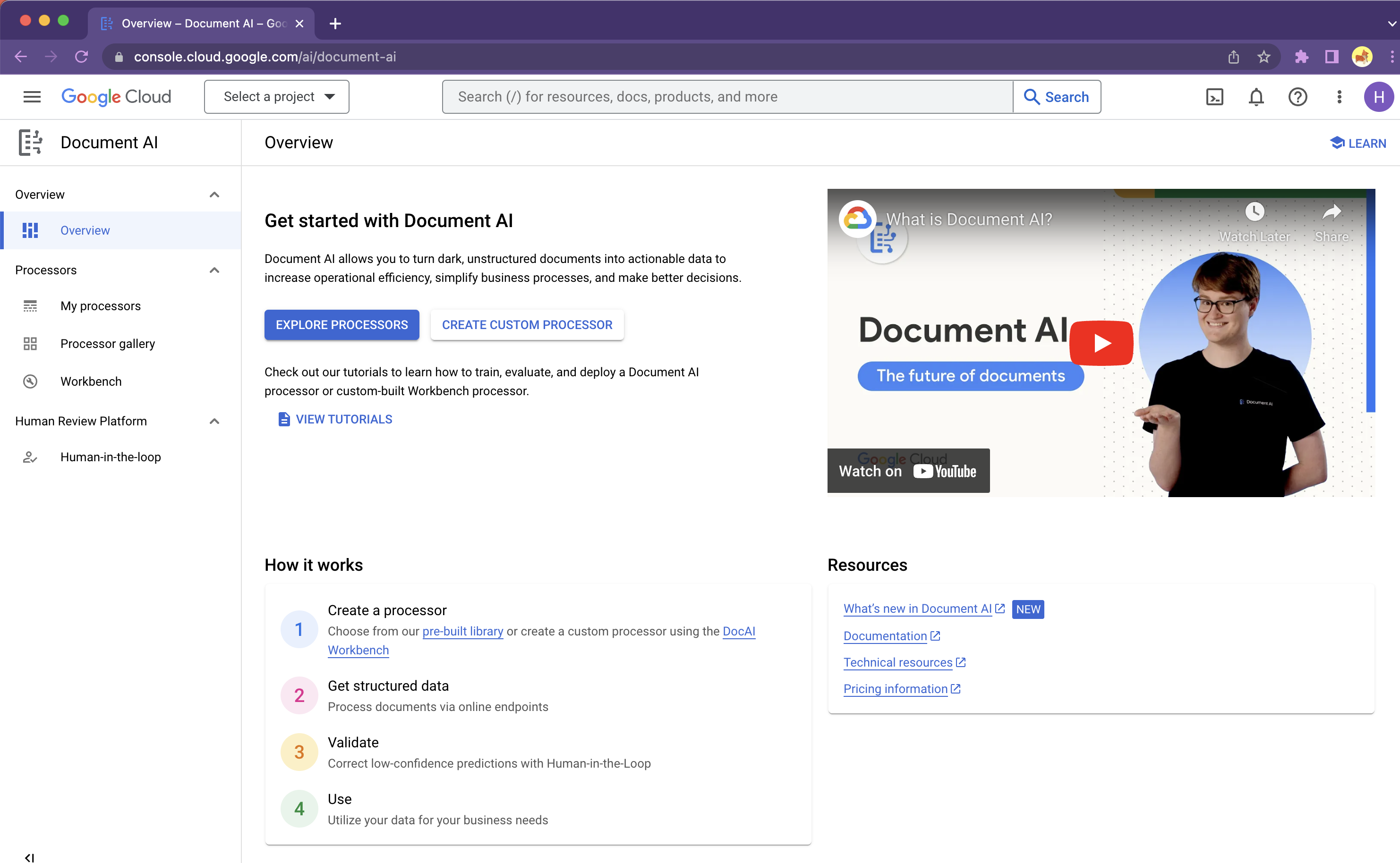 Übersicht zu Document AI – Console