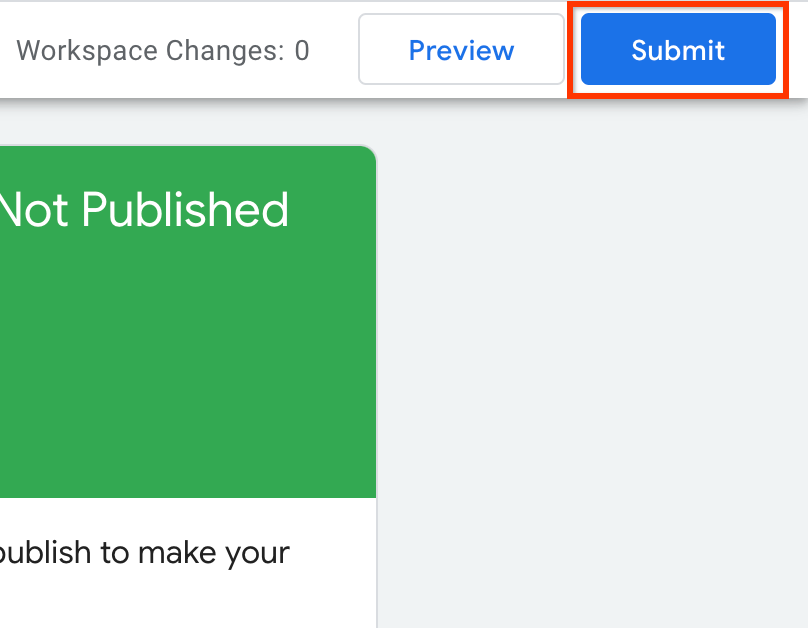 The Submit button in Tag Manager.