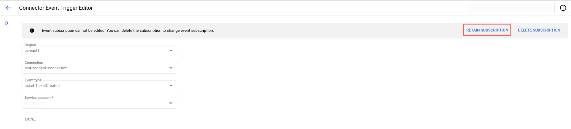 Imagem que mostra a notificação de subscrição de eventos
