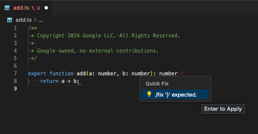 Correction rapide de la transformation du code dans l'IDE.
