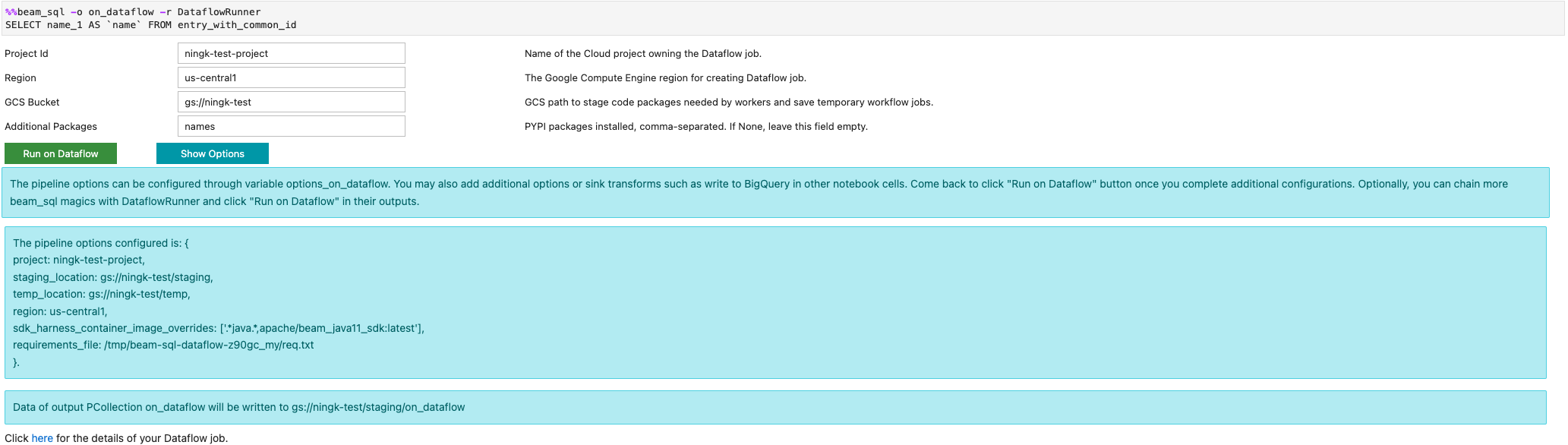 הפעלת משימת Dataflow באמצעות Apache Beam SQL