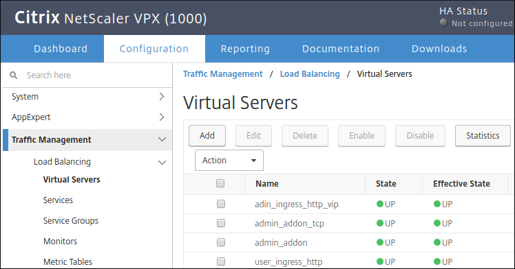 Screenshot dell'aggiunta di un server virtuale nell'interfaccia utente Citrix (fai clic per ingrandire)