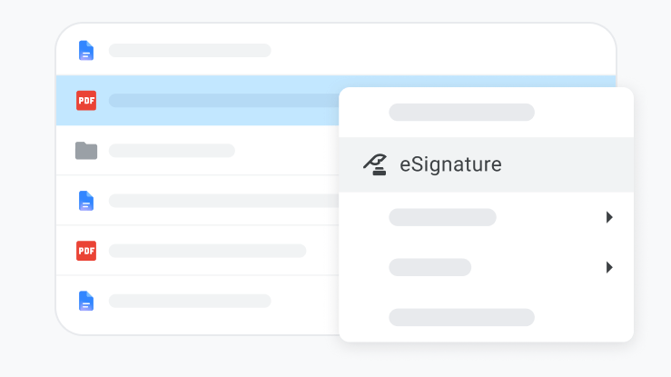 No Google Drive, um documento é exibido com um campo de assinatura eletrônica.