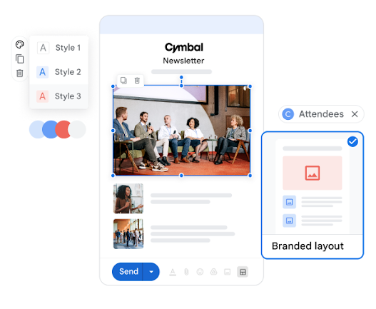 Modelos de layout personalizados personalizam o e-mail de uma empresa.