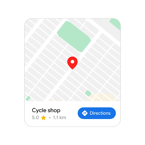 Example of reach with a Google Maps search result for a cycle shop.