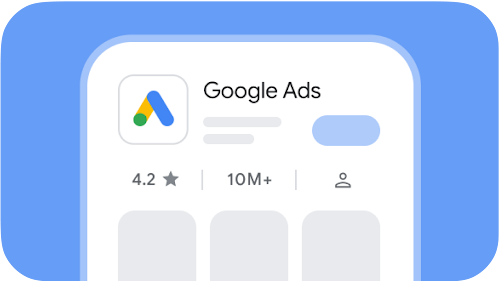 UI of the Google Ads Mobile app page in Google Play store.