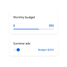 A mobile screen displays UI to adjust budgets by month and by season.