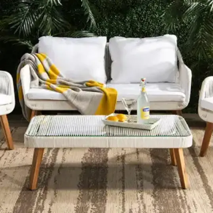 Image of white outdoor patio set