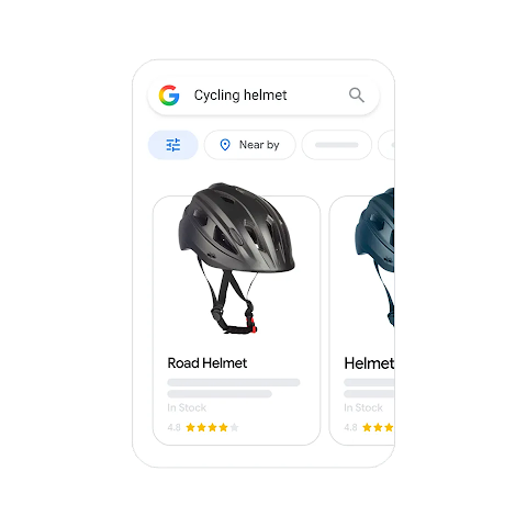 Example of reach with a Google Shopping ad for a helmet.