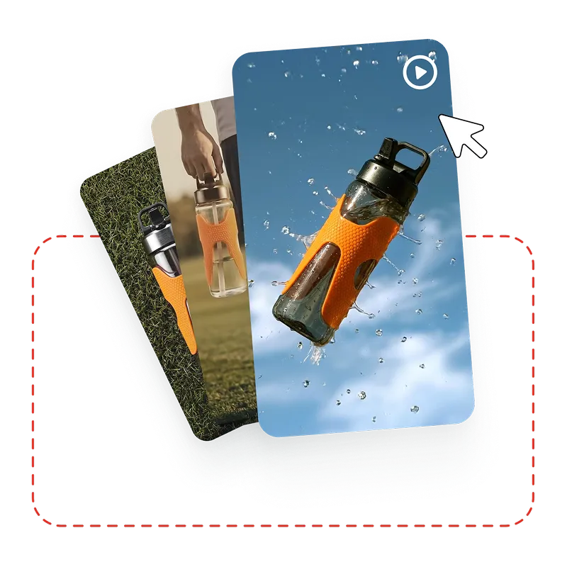 Cursor easily dragging and dropping image and video files into the campaign.
