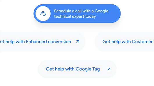 UI of buttons showing the different products a user can expect to get help setting up with expert support.