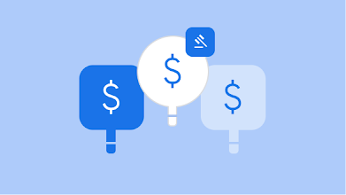 Image showing auction-style bid paddles with dollar signs on them.