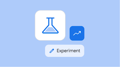 Image of beakers and upward trends icon to show experiments.