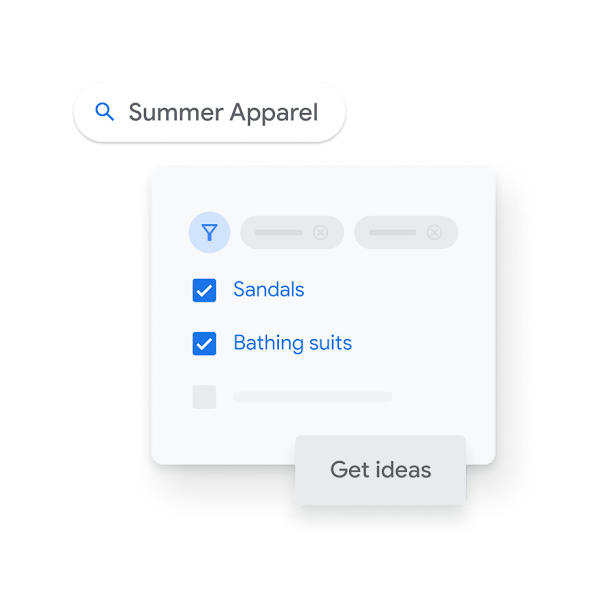  UI showing search query and types of associated keywords.